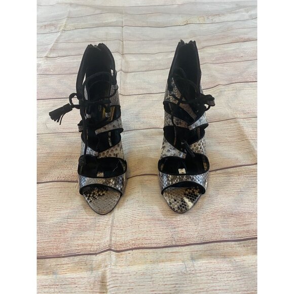 Zara Basic Women's Snake Print Lace Up Stilleto Heels - 38 (7.5) - Picture 3 of 11